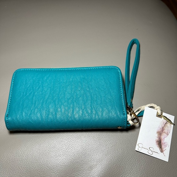 Brand New Jessica Simpson Zippered Wallet Wristlet in Teal Blue - Picture 10 of 10